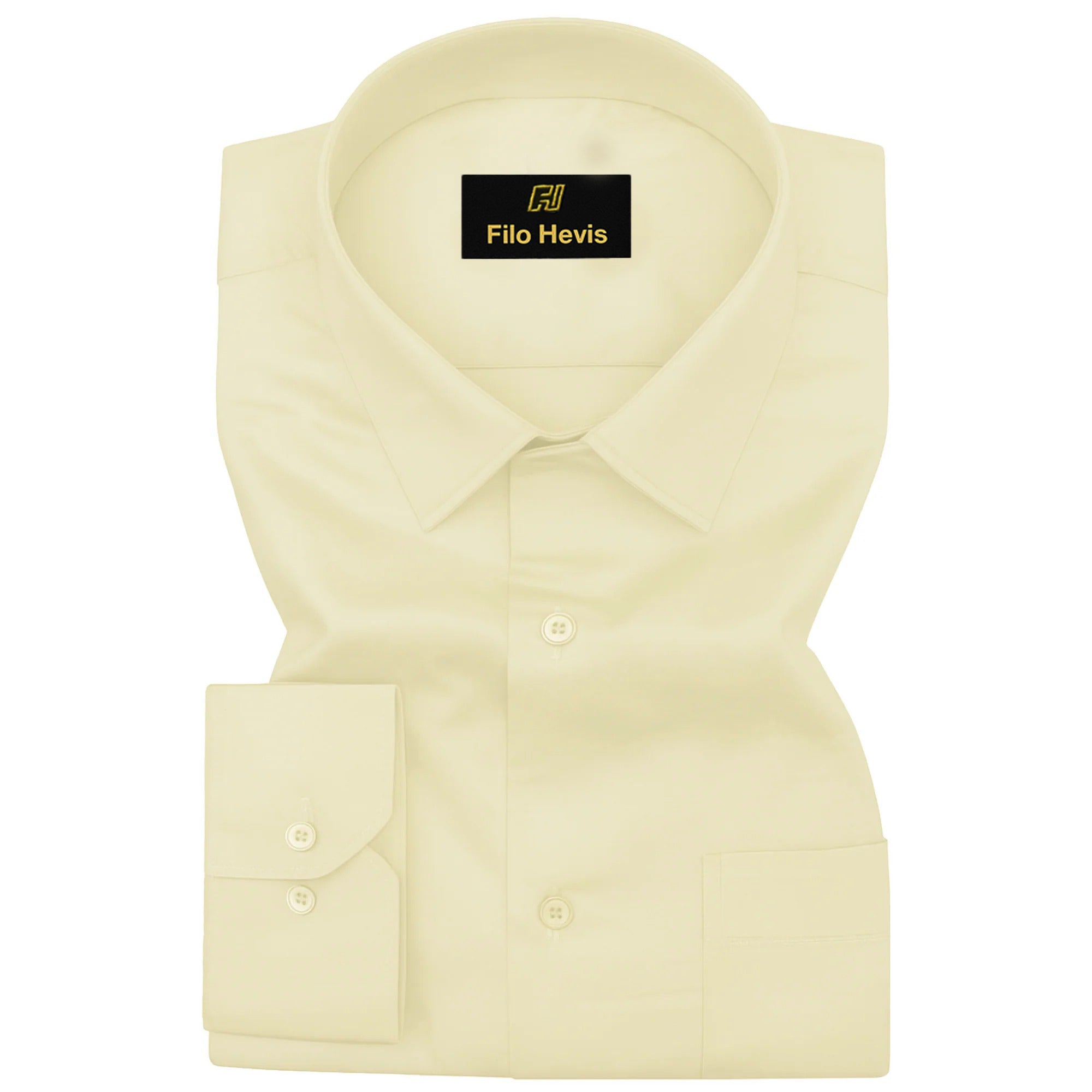 PLATINUM COTTON SATIN FORMAL SHIRT FOR MEN (Single Pocket)-Cream