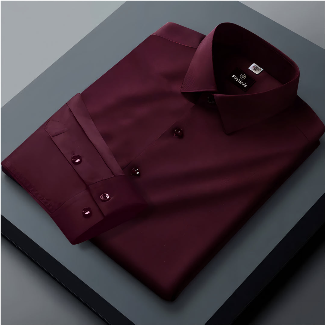 Men's Formal Regular Fit Cotton Full Sleeve Shirt - Wine