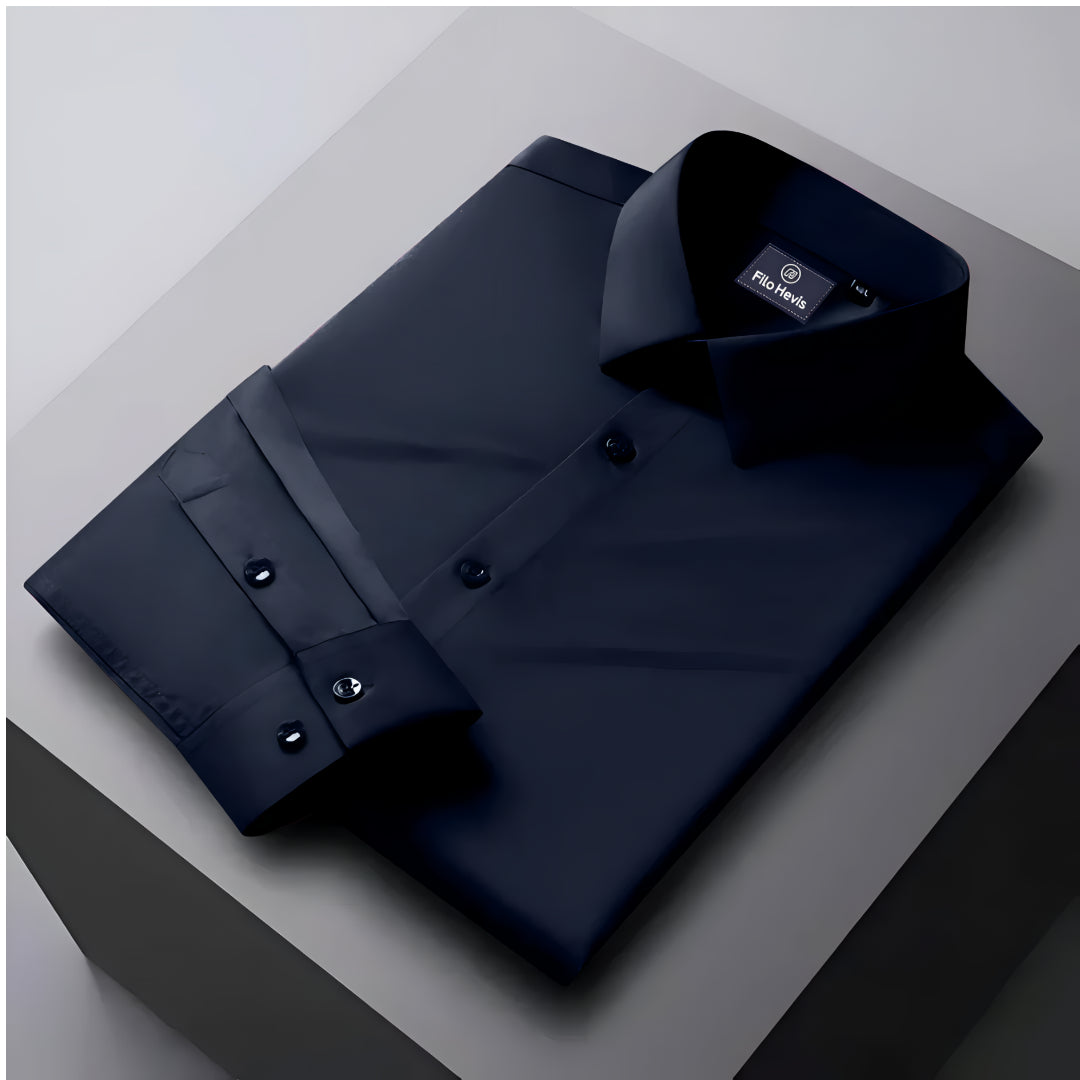 Men's Formal Regular Fit Cotton Full Sleeve Shirt-NAVY BLUE