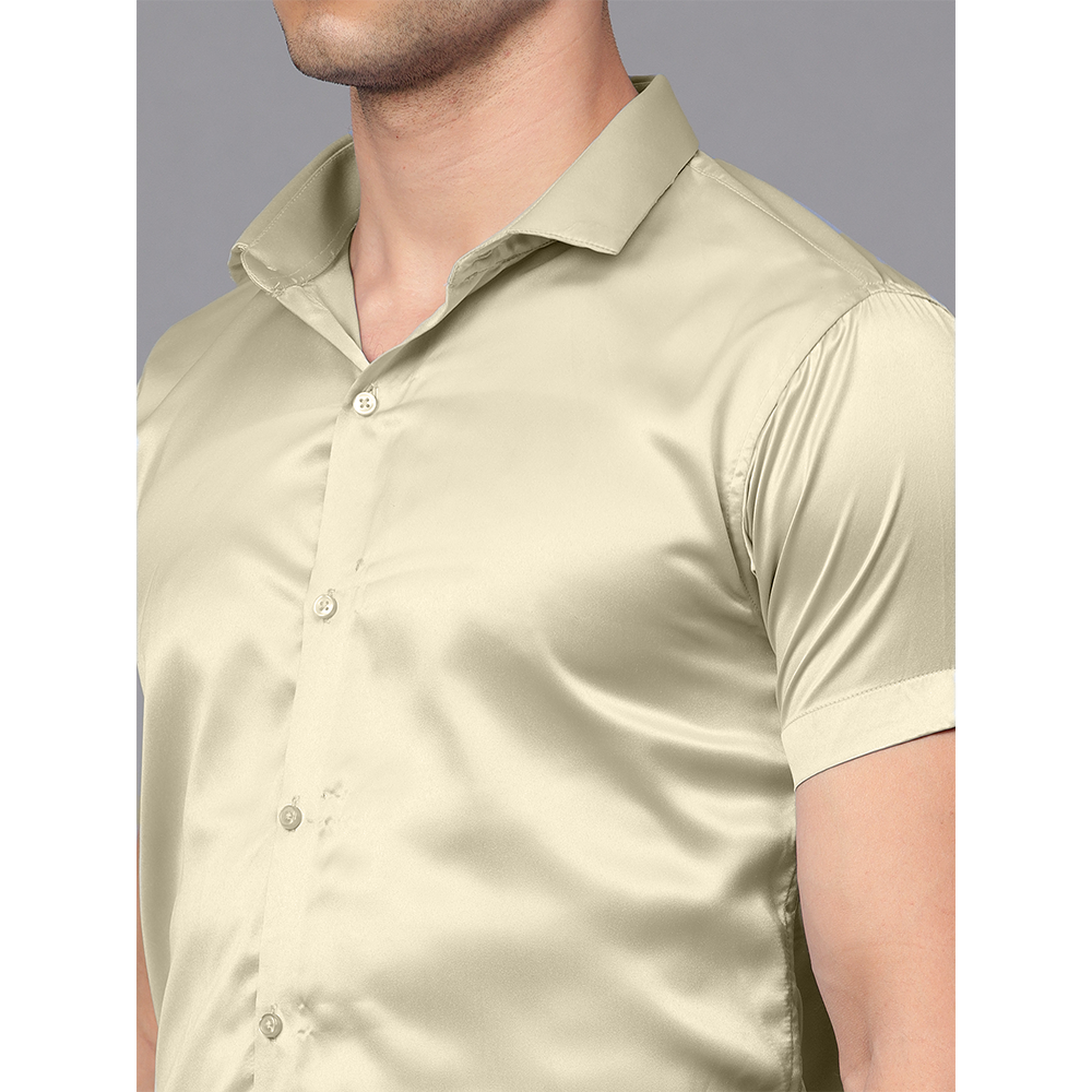 Men’s Satin Half Sleeve Formal Shirt – Premium Soft & Shiny Finish-Olive