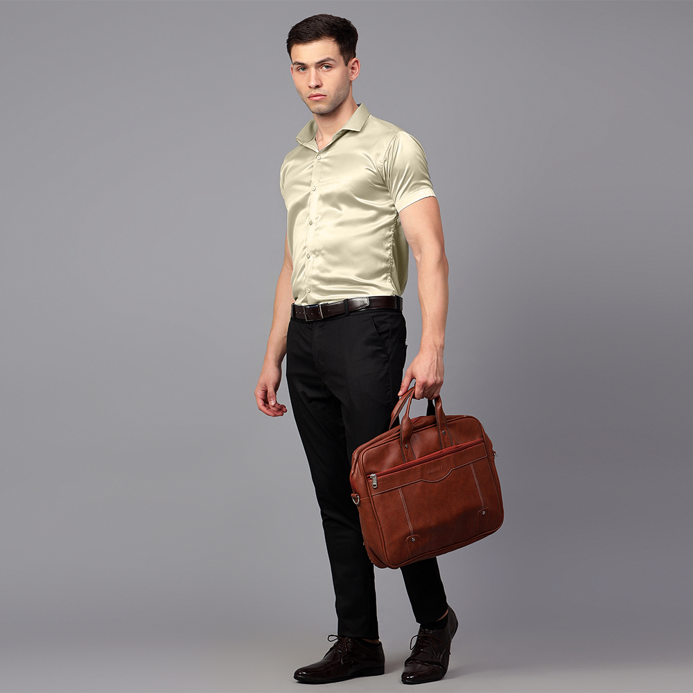 Men’s Satin Half Sleeve Formal Shirt – Premium Soft & Shiny Finish-Olive