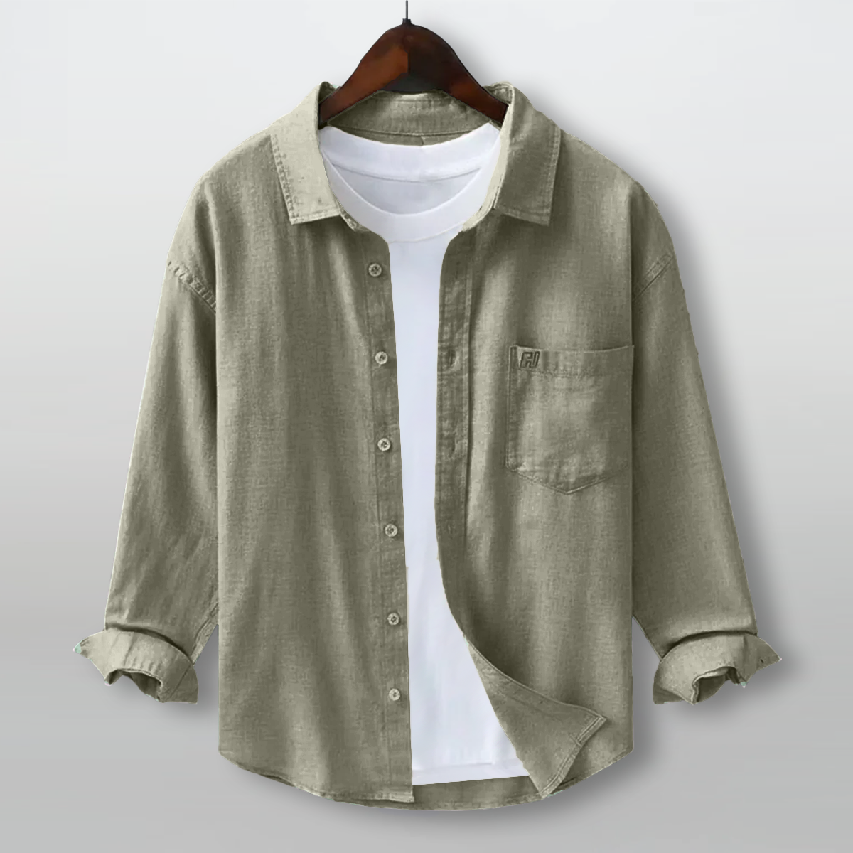 FINE LINEN SHIRTS FOR MEN (Full Sleeves)-Olive