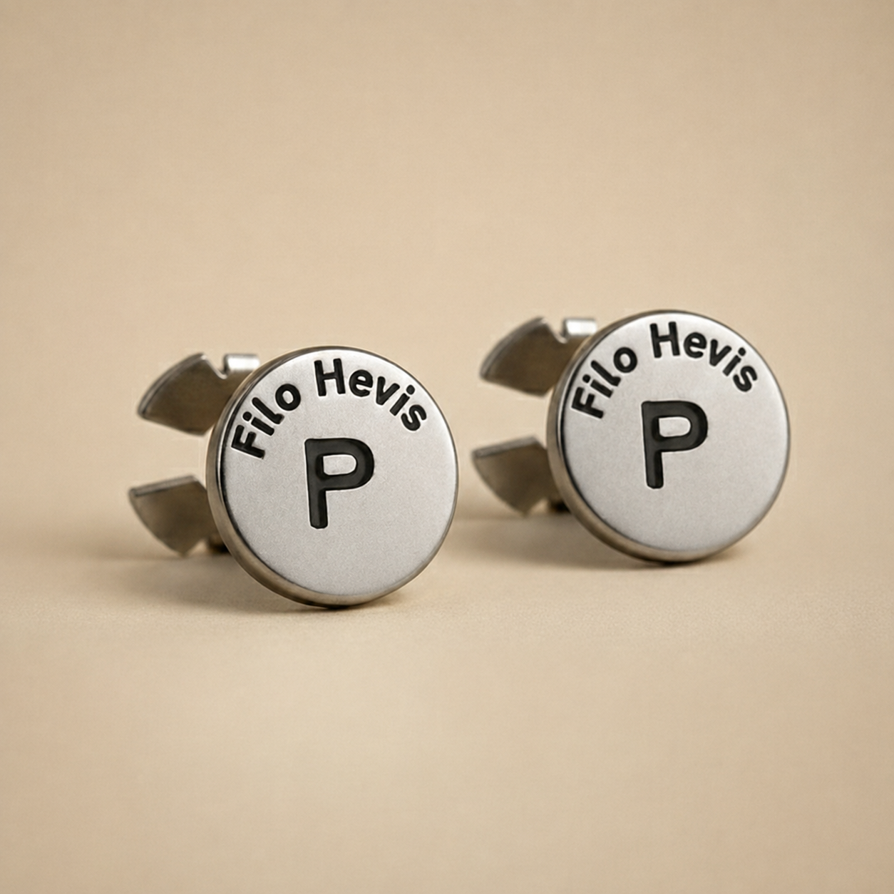 Filohevis Personalised Silver Initial Cufflinks – P | Engraved Letter Unisex Metal Cufflinks | Formal Shirt Accessory (1 Pair)