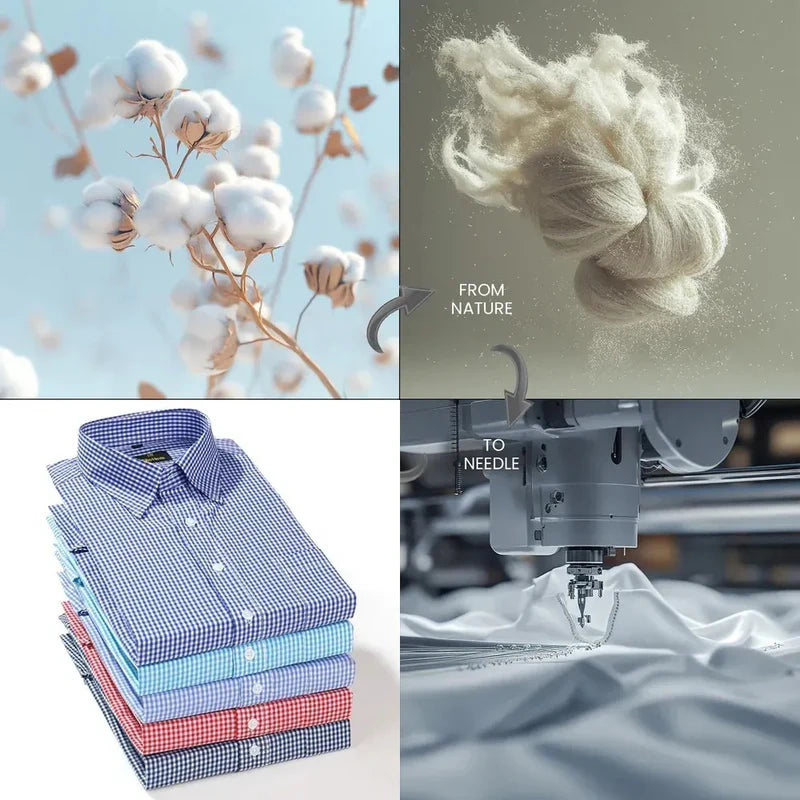 Men's Cotton Check Shirt-Royal Blue, Regular Fit, All-Day Comfort