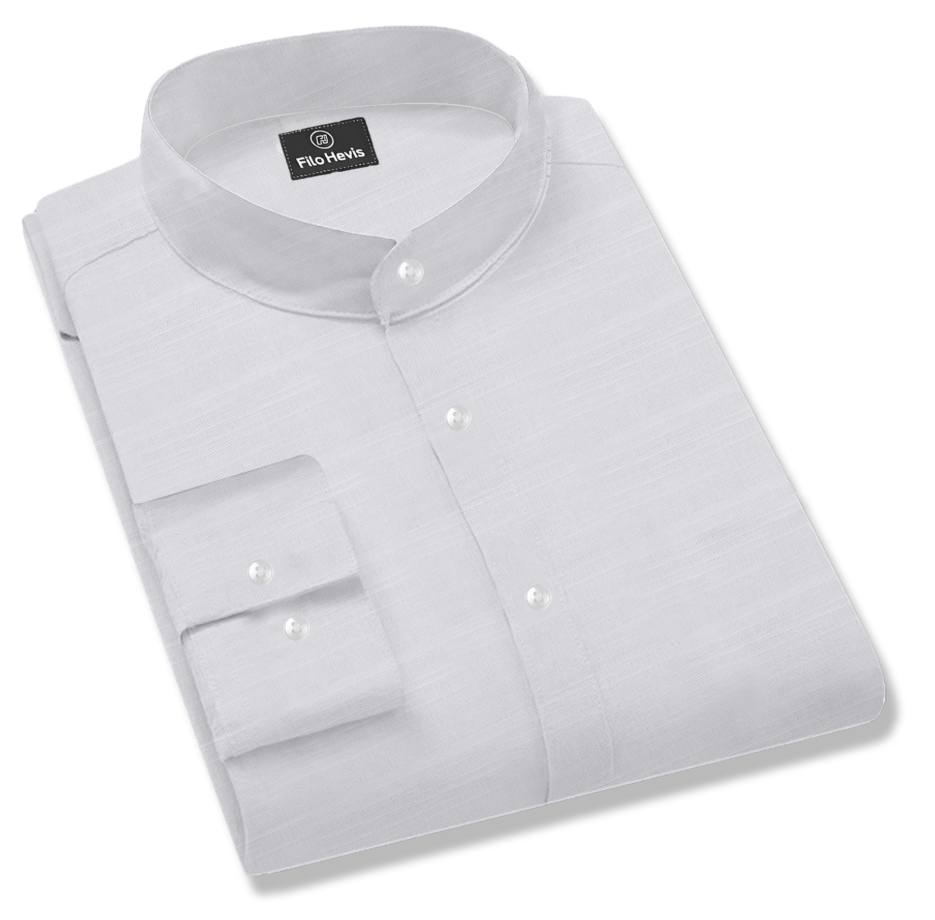 MEN’S CHINESE COLLAR SHIRT | FULL SLEEVE COTTON LINEN T-NECK SHIRT | WHITE COLOR