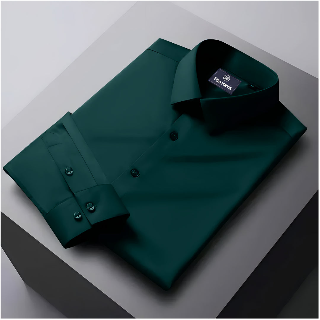 Men's Formal Regular Fit Cotton Full Sleeve Shirt-TEAL GREEN