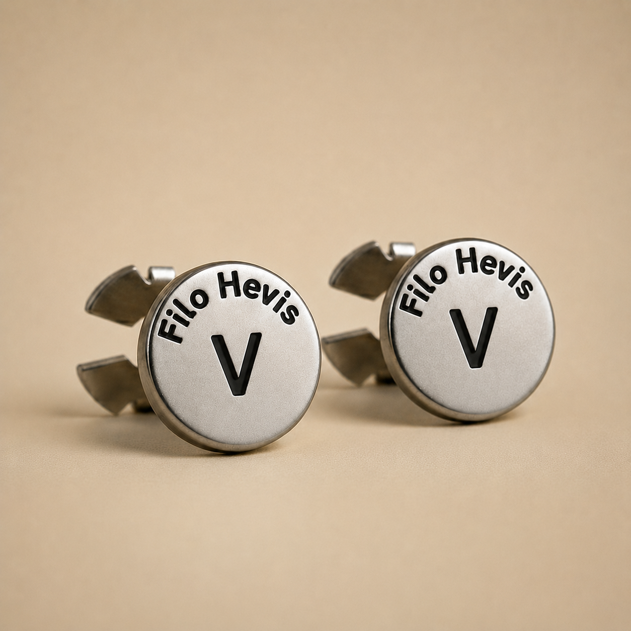 Filohevis Personalised Silver Initial Cufflinks – V | Engraved Letter Unisex Metal Cufflinks | Formal Shirt Accessory (1 Pair)