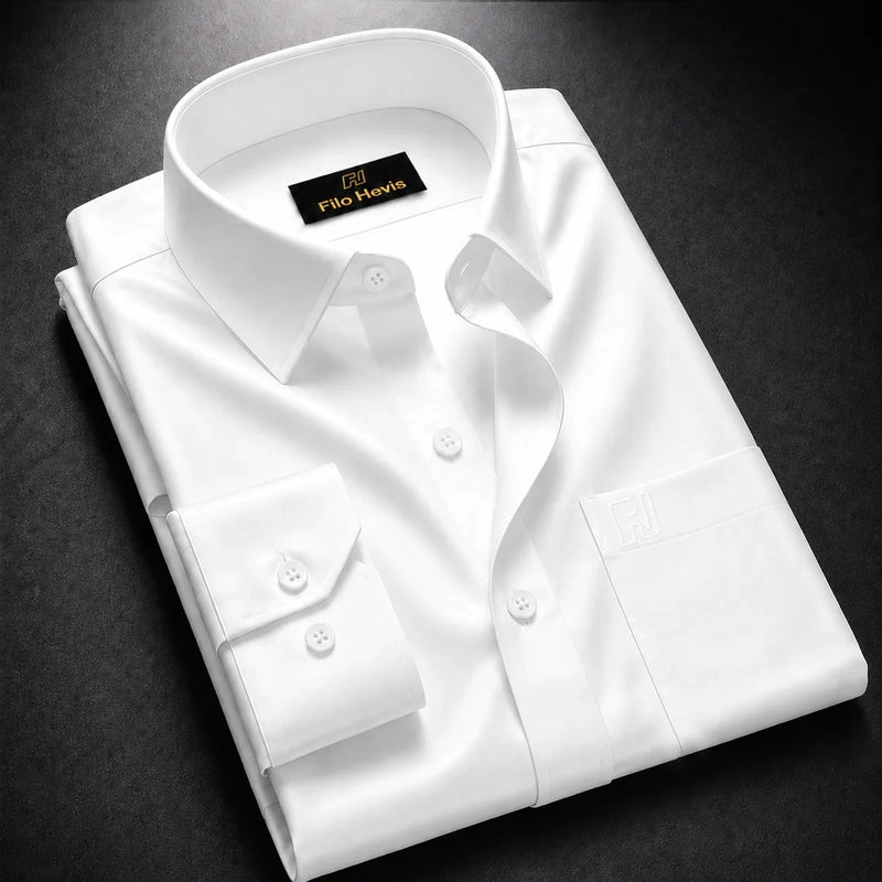 Cotton Satin Formal White Shirt for Men