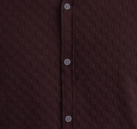 Men's Casual Checks Textured Popcorn Shirts- Wine
