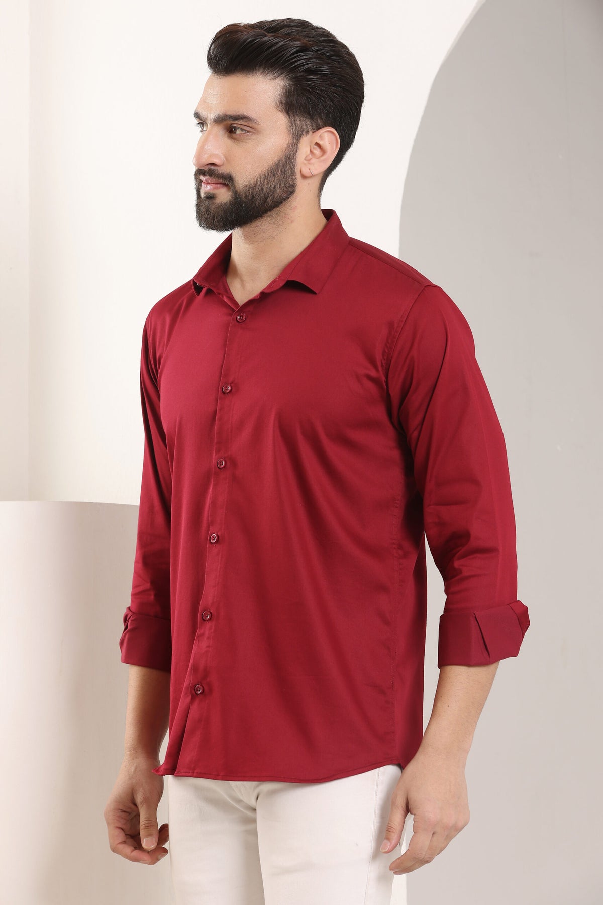 MENS FORMAL REGULAR FIT FULL SLEEVE SHIRT MAROON