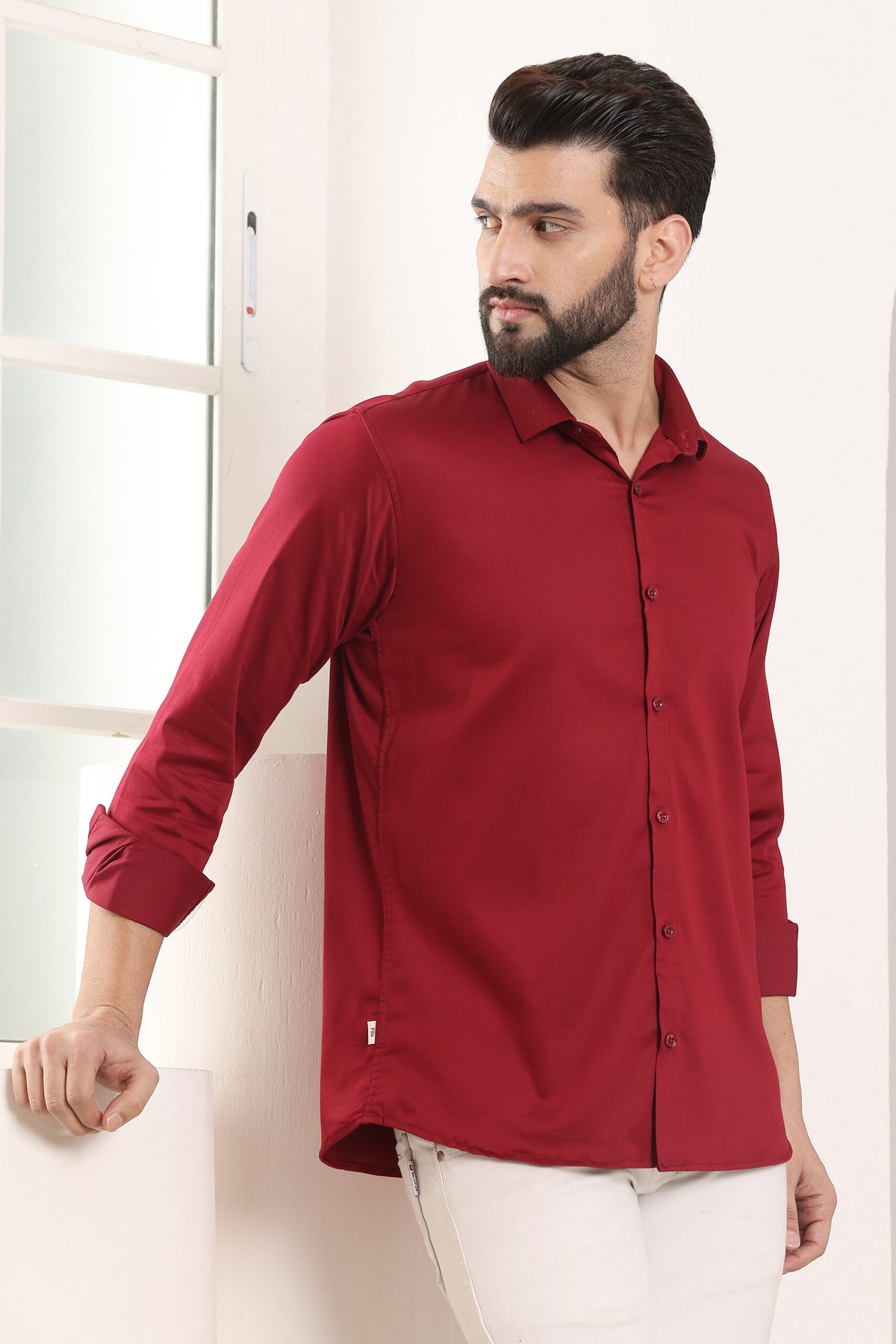 MENS FORMAL REGULAR FIT FULL SLEEVE SHIRT MAROON