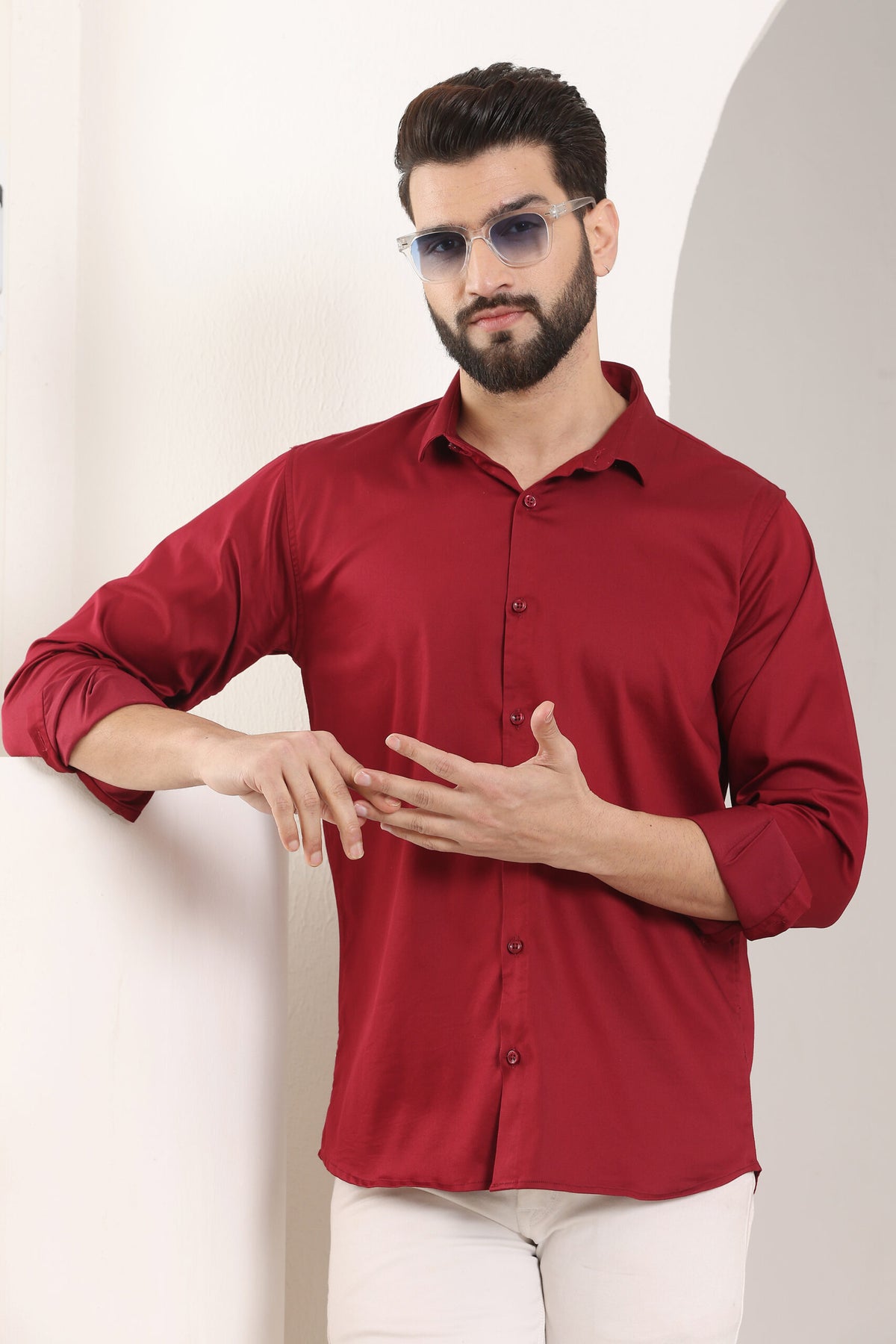 MENS FORMAL REGULAR FIT FULL SLEEVE SHIRT MAROON