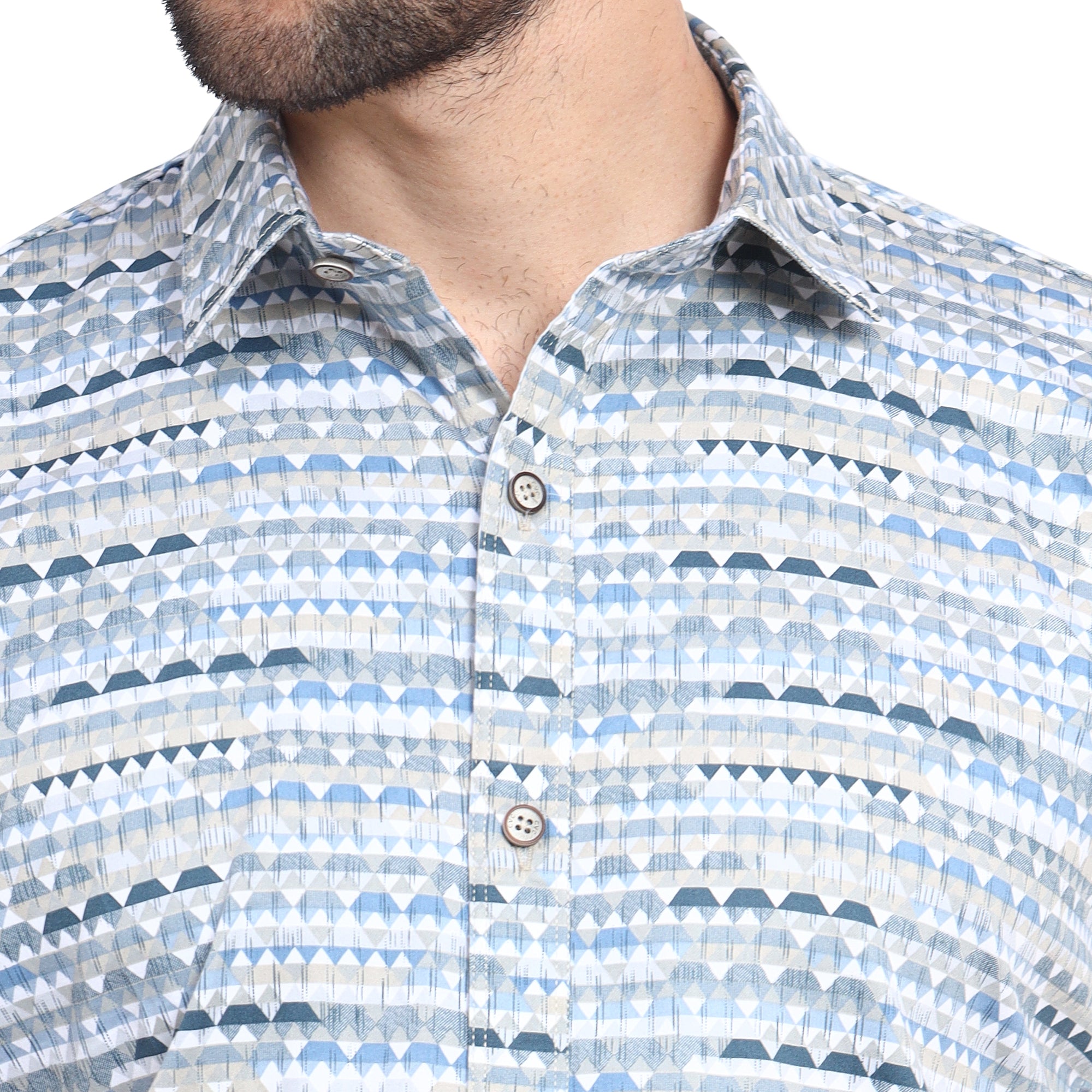 Blue Printed Casual Shirt